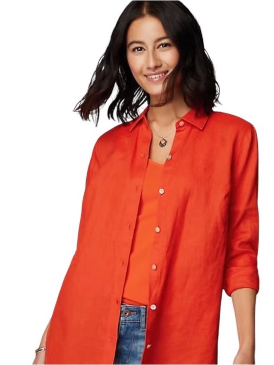 J. Jill Tops - J. Jill Orange Linen Button-Front Shirt